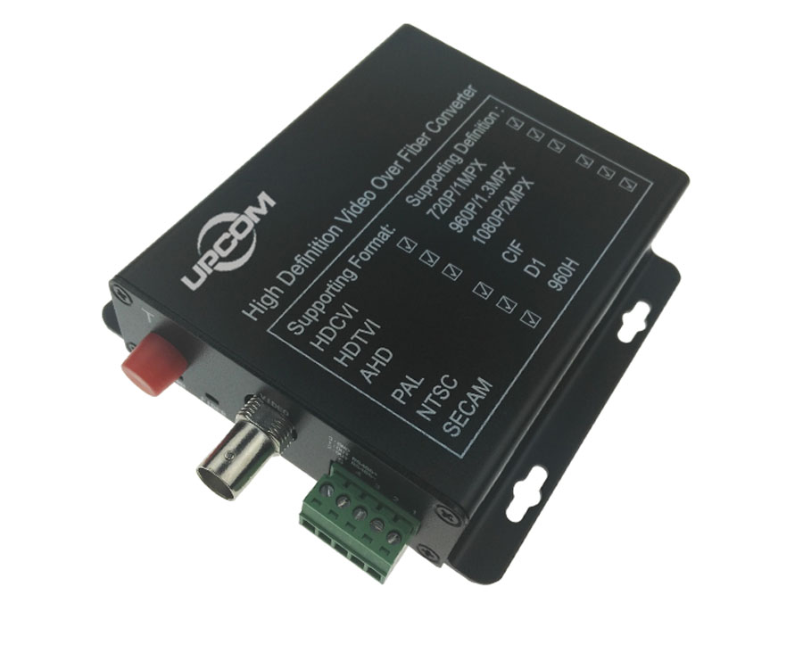 1 channel AHD/CVI/TVI to fiber converter (1080P) with 1ch RS485 data