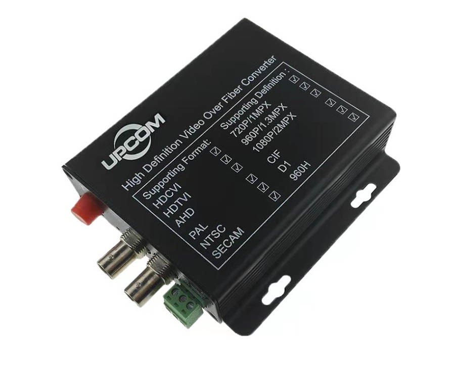 2 channels AHD/CVI/TVI to fiber converter (1080P) with 1ch RS485 data 