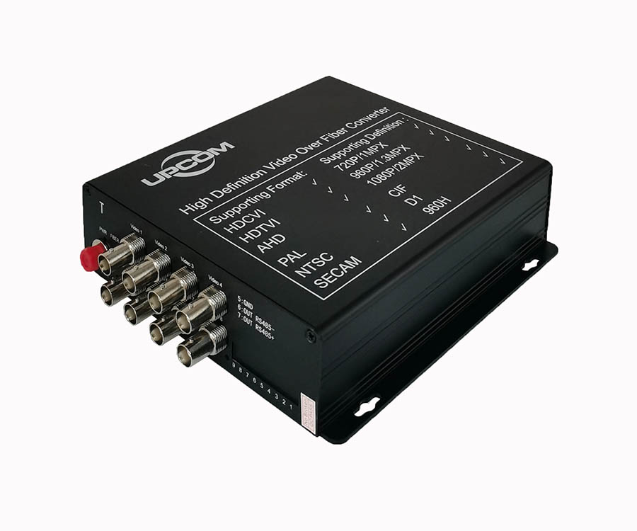 8 channels AHD/CVI/TVI over fiber converter (1080P) with 1ch RS485 data 