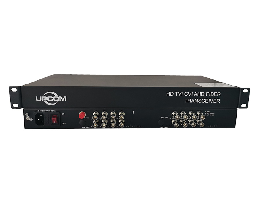 16 channels AHD/CVI/TVI over fiber converter (1080P) with 1ch RS485 data