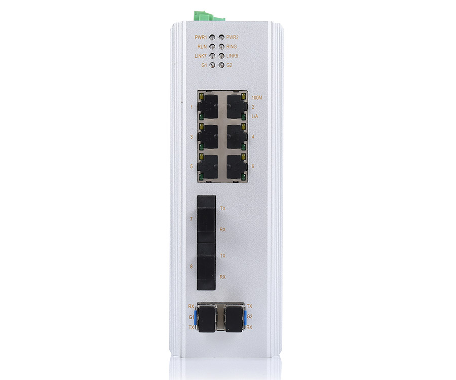 Hereta Industrial 14port Ethernet Gigabit Switch with 8 Ports RJ45 & 4-Port  SFP and 2-Port 10G SFP+ Fiber Optical Switch