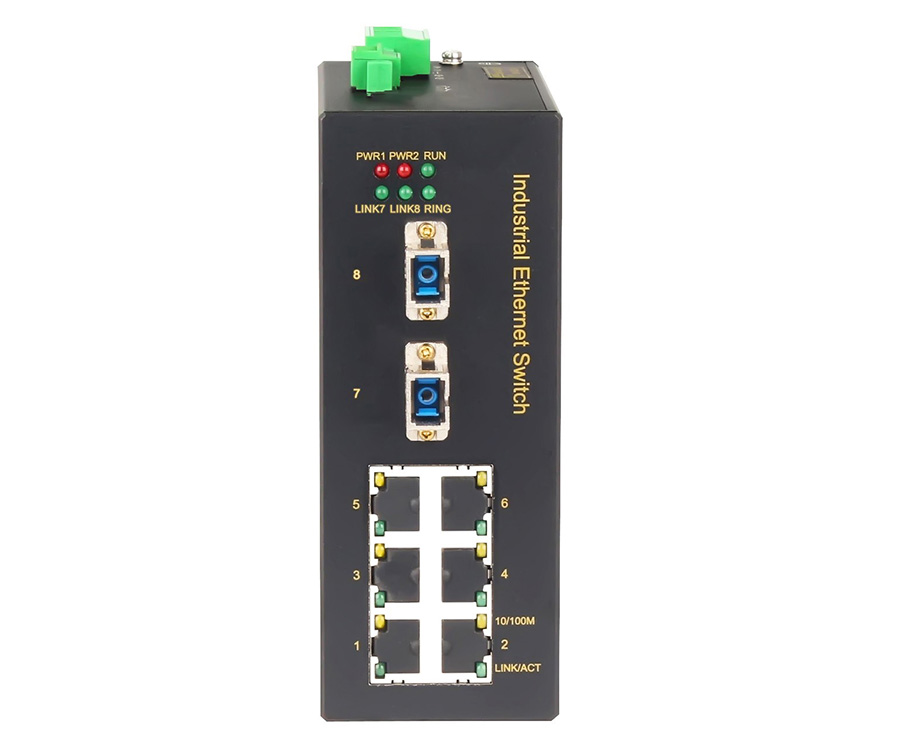 6-port 10/100M Ethernet + 2-port 100M FX Din-Rail BY-PASS Unmanaged