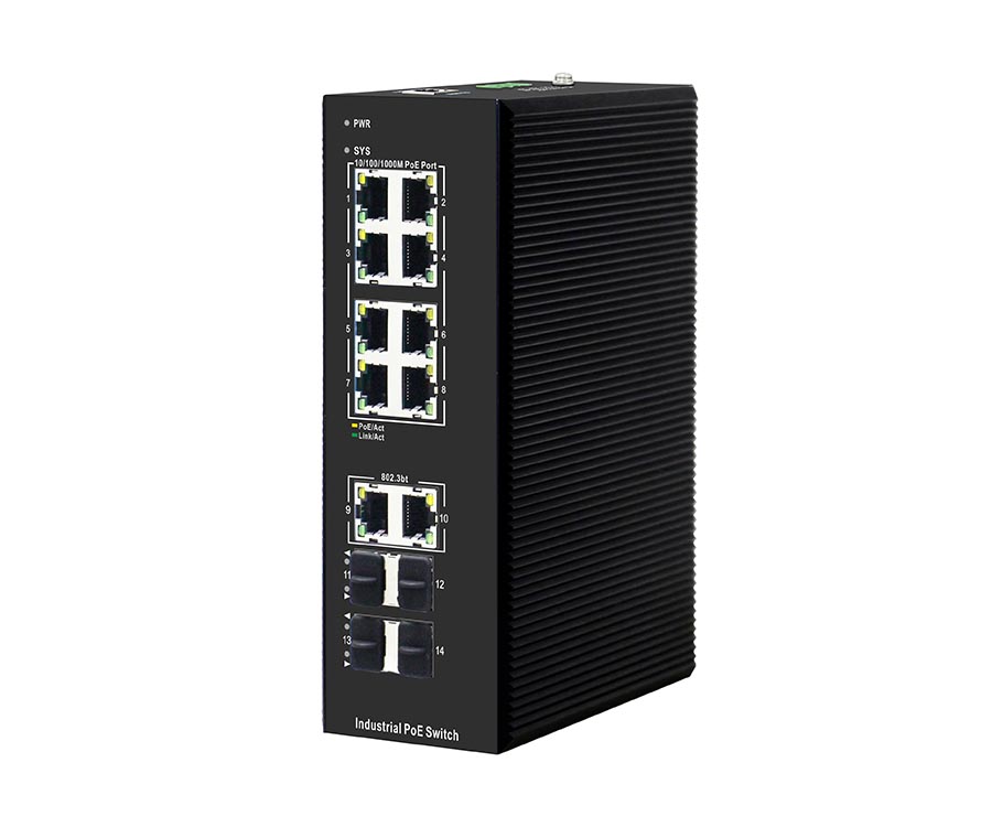 14 port Industrial PoE Switches with bt 90W